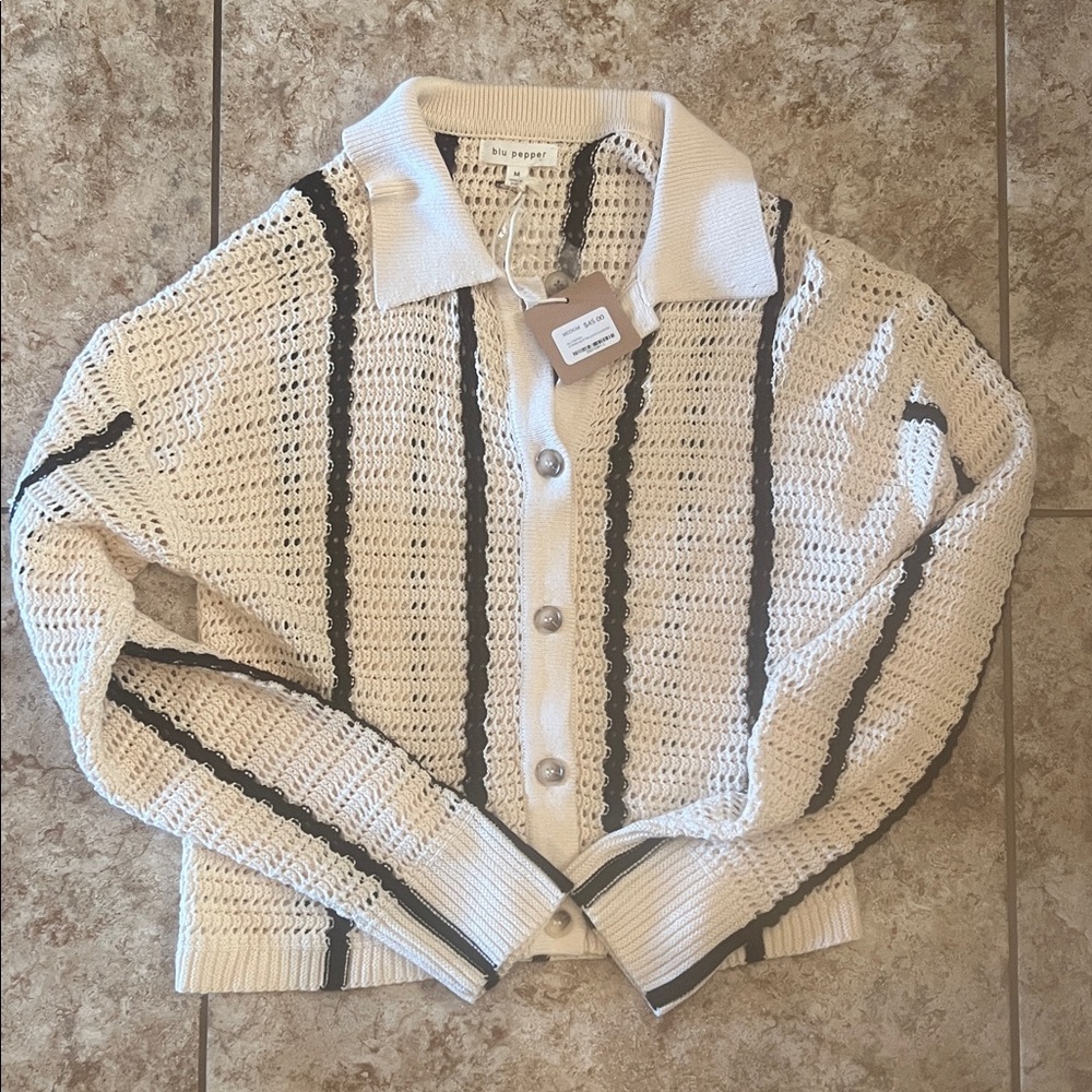 blu pepper Womens’s striped button down sweater
